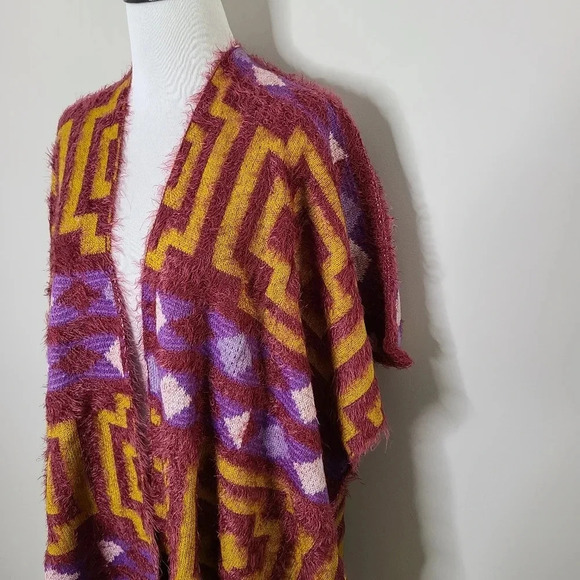 NWT Free People Purple Diamondback Fringe Kimono Cardigan OS - Picture 4 of 9